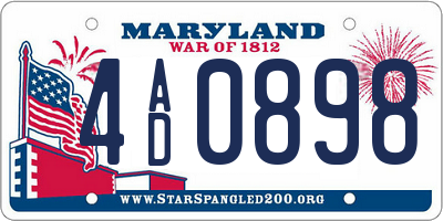 MD license plate 4AD0898