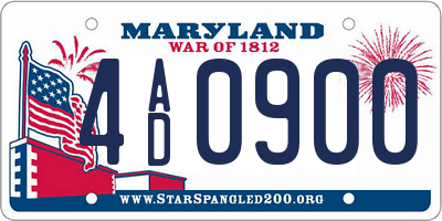 MD license plate 4AD0900