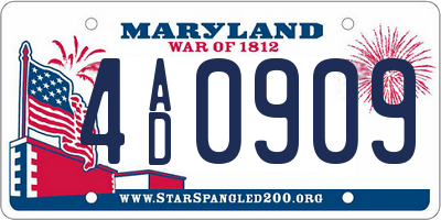 MD license plate 4AD0909