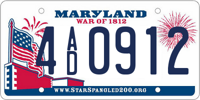 MD license plate 4AD0912