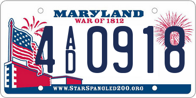 MD license plate 4AD0918