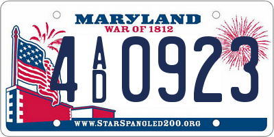 MD license plate 4AD0923