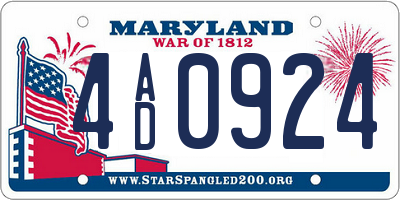 MD license plate 4AD0924