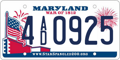 MD license plate 4AD0925