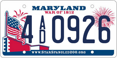 MD license plate 4AD0926