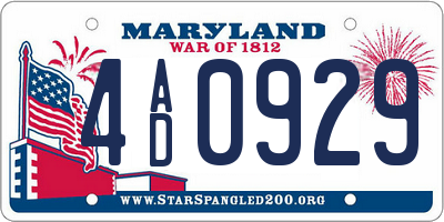 MD license plate 4AD0929