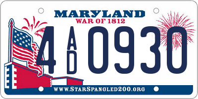 MD license plate 4AD0930