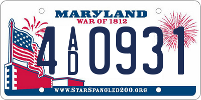 MD license plate 4AD0931
