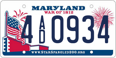 MD license plate 4AD0934