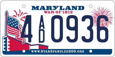 MD license plate 4AD0936
