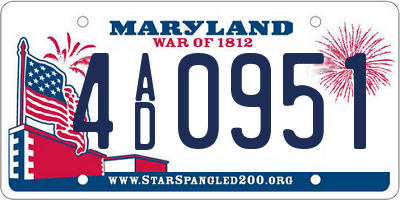 MD license plate 4AD0951