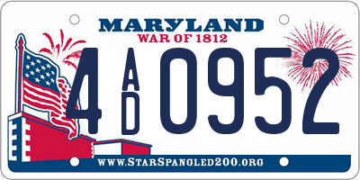 MD license plate 4AD0952