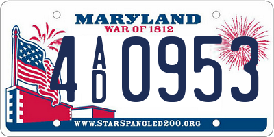 MD license plate 4AD0953
