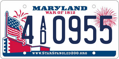 MD license plate 4AD0955
