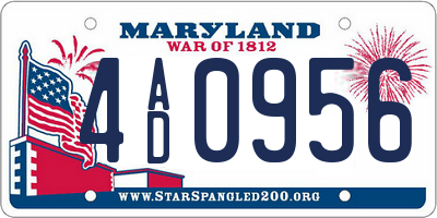 MD license plate 4AD0956