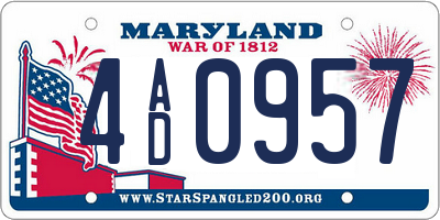MD license plate 4AD0957