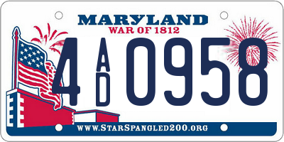 MD license plate 4AD0958