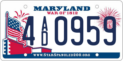 MD license plate 4AD0959
