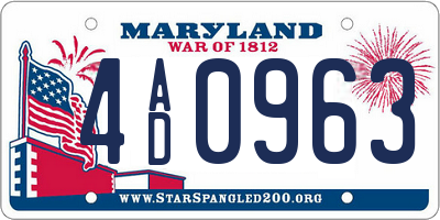 MD license plate 4AD0963