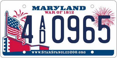 MD license plate 4AD0965