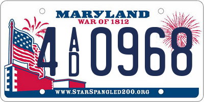 MD license plate 4AD0968