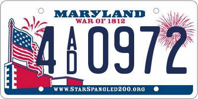 MD license plate 4AD0972