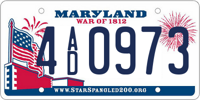 MD license plate 4AD0973