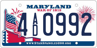 MD license plate 4AD0992