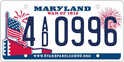 MD license plate 4AD0996