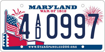MD license plate 4AD0997