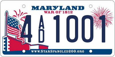 MD license plate 4AD1001