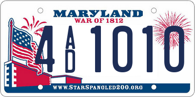 MD license plate 4AD1010