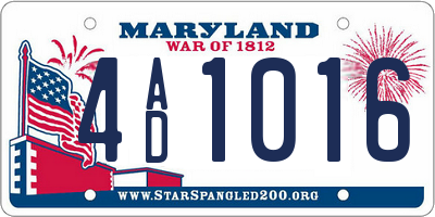 MD license plate 4AD1016