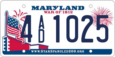 MD license plate 4AD1025