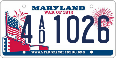 MD license plate 4AD1026
