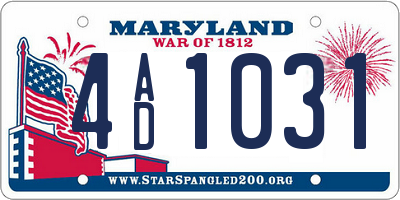 MD license plate 4AD1031