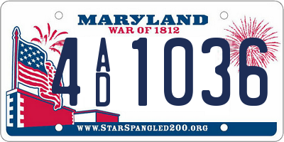 MD license plate 4AD1036