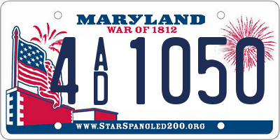 MD license plate 4AD1050