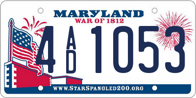 MD license plate 4AD1053