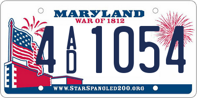 MD license plate 4AD1054