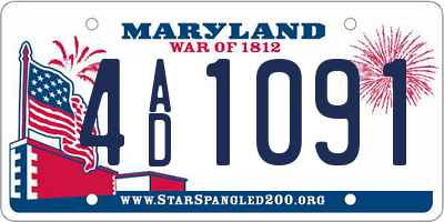 MD license plate 4AD1091