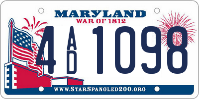 MD license plate 4AD1098