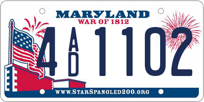 MD license plate 4AD1102