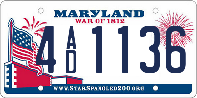 MD license plate 4AD1136