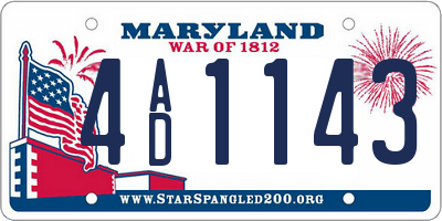 MD license plate 4AD1143