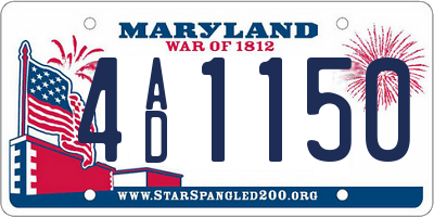 MD license plate 4AD1150