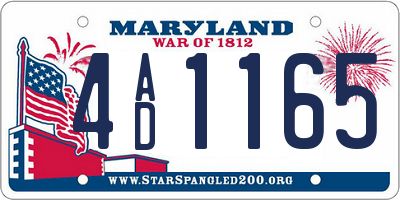 MD license plate 4AD1165
