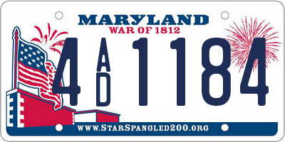 MD license plate 4AD1184