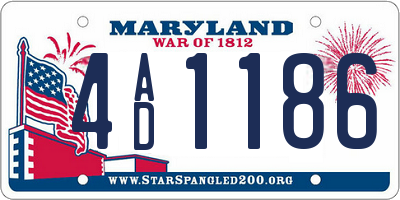 MD license plate 4AD1186