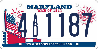 MD license plate 4AD1187